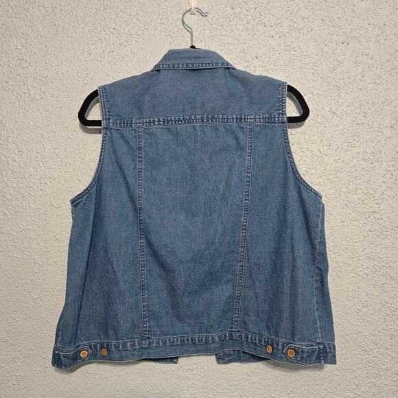 Lemon Grass Button Up Art To Wear Sleeveless Vest Womens M Animal Embroidered - Picture 2 of 6